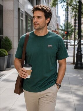 Wells Fargo NWT Forest Green Embroidered Stagecoach T-Shirt XL Port & Company‎